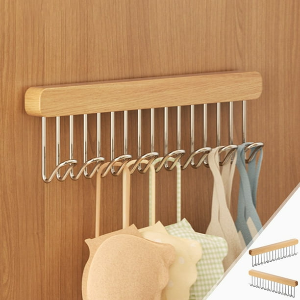 Perchero Telescópico Ahorrador de Espacio con 8 Ganchos En Forma de U | Organizador Extraíble para Ropa y Ropa Interior | Perchero de Pared Marrón para Uso Doméstico