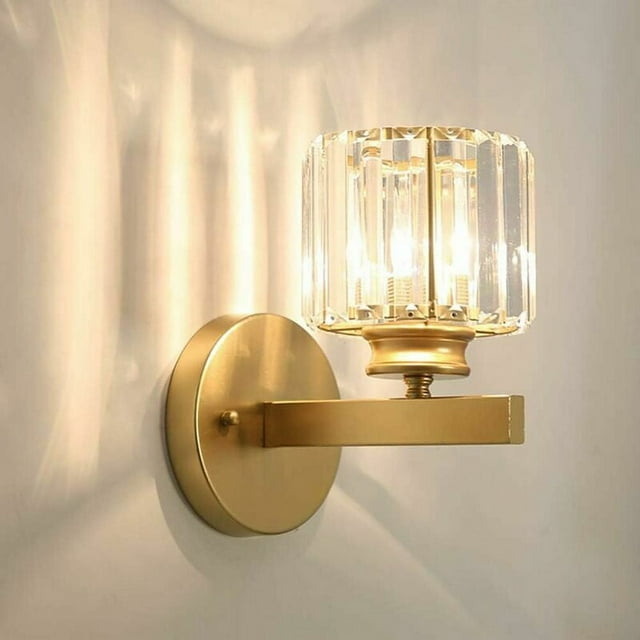 Lámpara de pared LED de metal posmoderna exquisita lámpara de pared de cristal decoración del hogar lámpara de pared sala de estar TV luz de pared dormitorio linterna de noche E27 pasillo de vidrio
