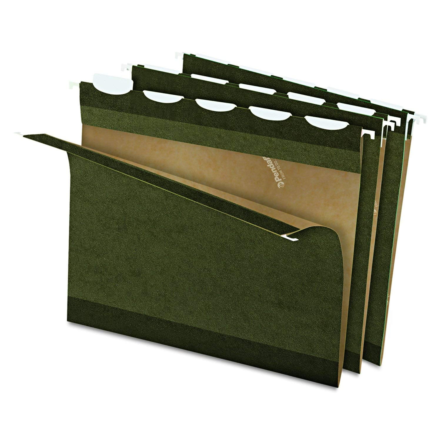ReadyTab Reinforced Hanging File Folders, Letter Size, Standard Green