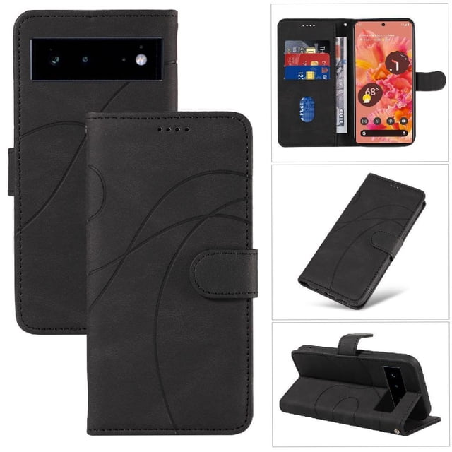 Flip Case For FOXDOCK Google Pixel 6 Card Slots and Kickstand Function Skin Feel Leather