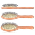 thumbnail image 4 of Wooden Steel Needle Hair Brush Pin Hairbrush Scalp Massage Improve Hair Health Wood Paddle Detangling Comb-1, 4 of 5