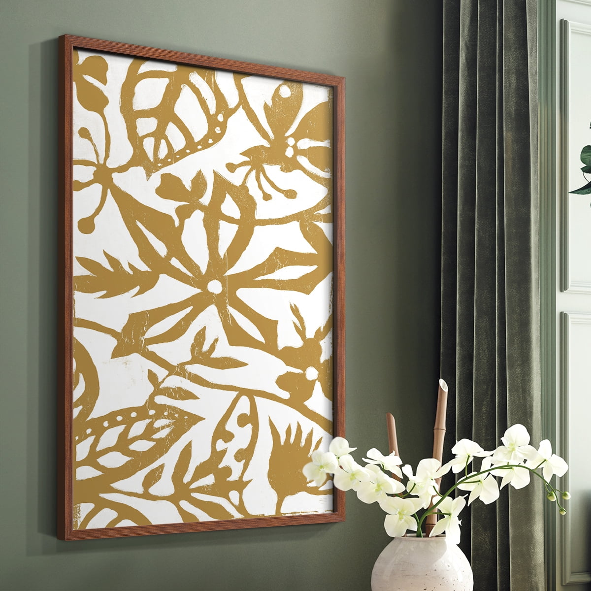 White On White IV V30 Framed Print in Brown Solid Wood 8 x 10 Framed Print