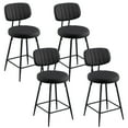 thumbnail image 3 of Furniliving 26" Modern Bar Stools Set of 4, Upholstered Swivel Counter Height Barstools with Back and Footrest, Adjustable Faux leather Barstool for Kitchen Island,Dining Room.Black, 3 of 11