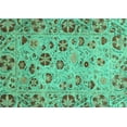 thumbnail image 1 of Ahgly Company Machine Washable Indoor Rectangle Oriental Turquoise Blue Traditional Area Rugs, 7' x 10', 1 of 4