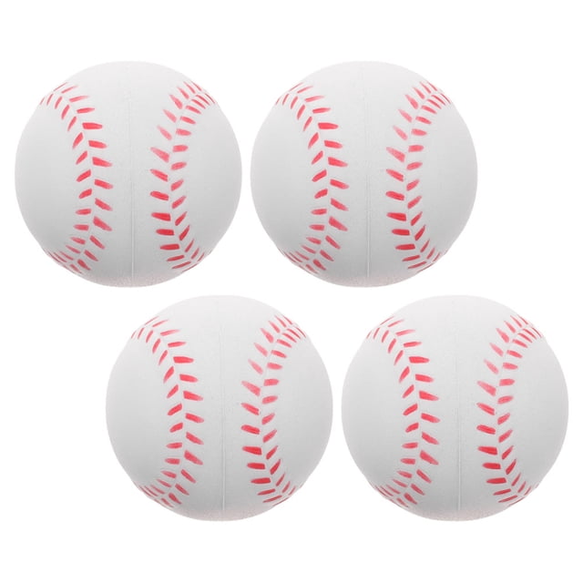 HOOWIFFY 4Pcs Training Baseballs White Soft PU Material Safe for Outdoor Baseball Practice