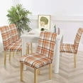thumbnail image 3 of 4Pcs Fall Plaid Chair Covers Set - Stretch Elastic Edge, Removable Orange Chair Protectors, Suitable for Dining Room/Kitchen Chairs, 3 of 6