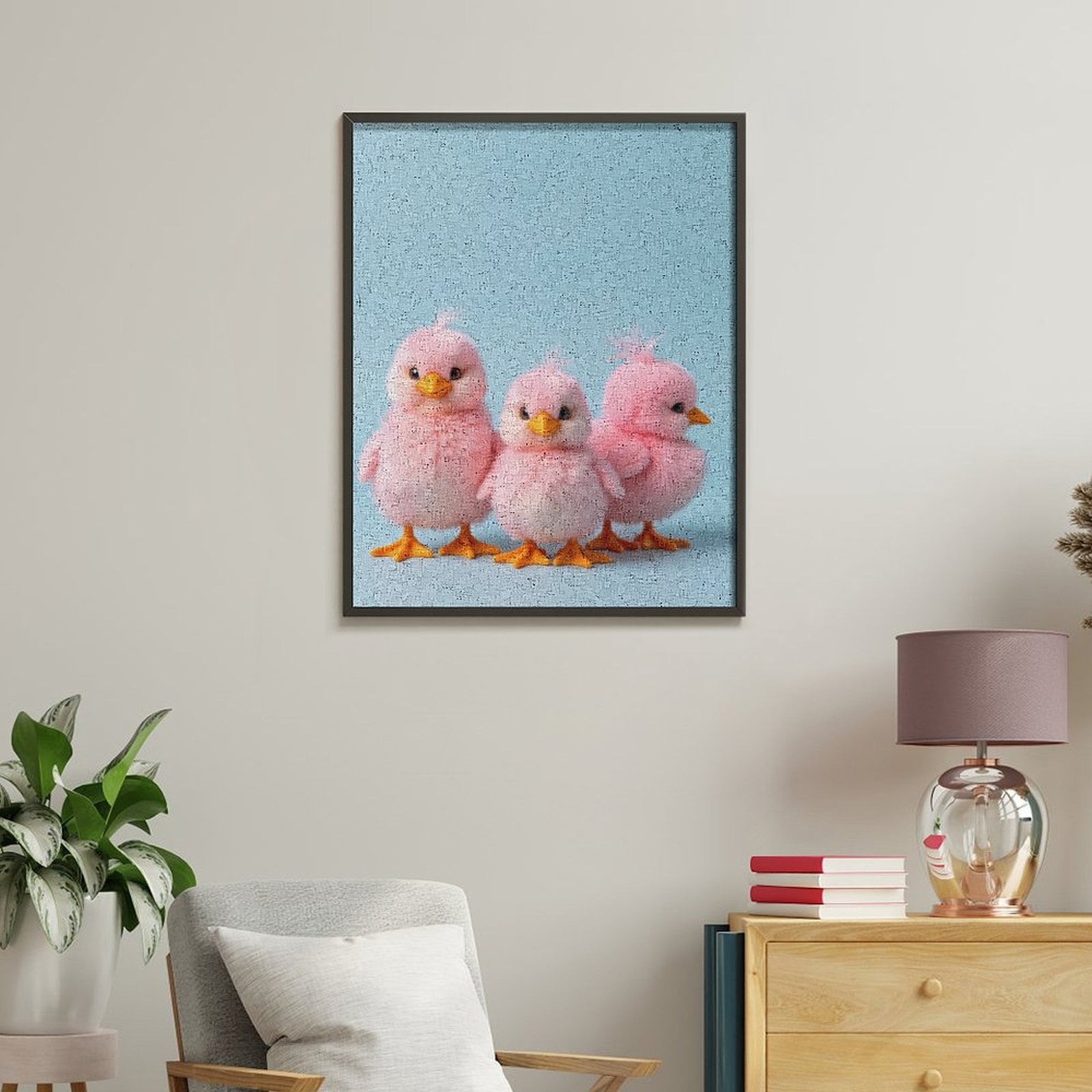 Paint by Numbers Kit for Adults, Pink Birds Trio Cute Paint by Numbers, Easy Paint by Numbers Kit for Adults Beginner, DIY Adult Paint by Number Kits on Canvas, Home Decor