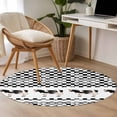 thumbnail image 4 of Round Rug 4Ft Washable Non-Slip, Black Plaid Farmhouse Circle Area Rugs for Living Room Bedroom, Watercolor Cute Country Cow Checkered Indoor Floor Mats Carpet Runner for Home Decor Aesthetic, 4 of 8