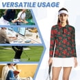 thumbnail image 7 of Aplkyhs Poinsettia Flower Golf Tennis Shirts Long Sleeve Cloth Workout Tennis T-Shirts Soft and Comfortable Lightweight with Collar Shirt Fit Plain for Yoga or Daily Wear, 7 of 7