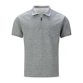 thumbnail image 4 of Men's Polo Shirt Short Sleeve Quarter Zipper Tee Shirts Basic Grey Vacation Shirts for Men, 4 of 5