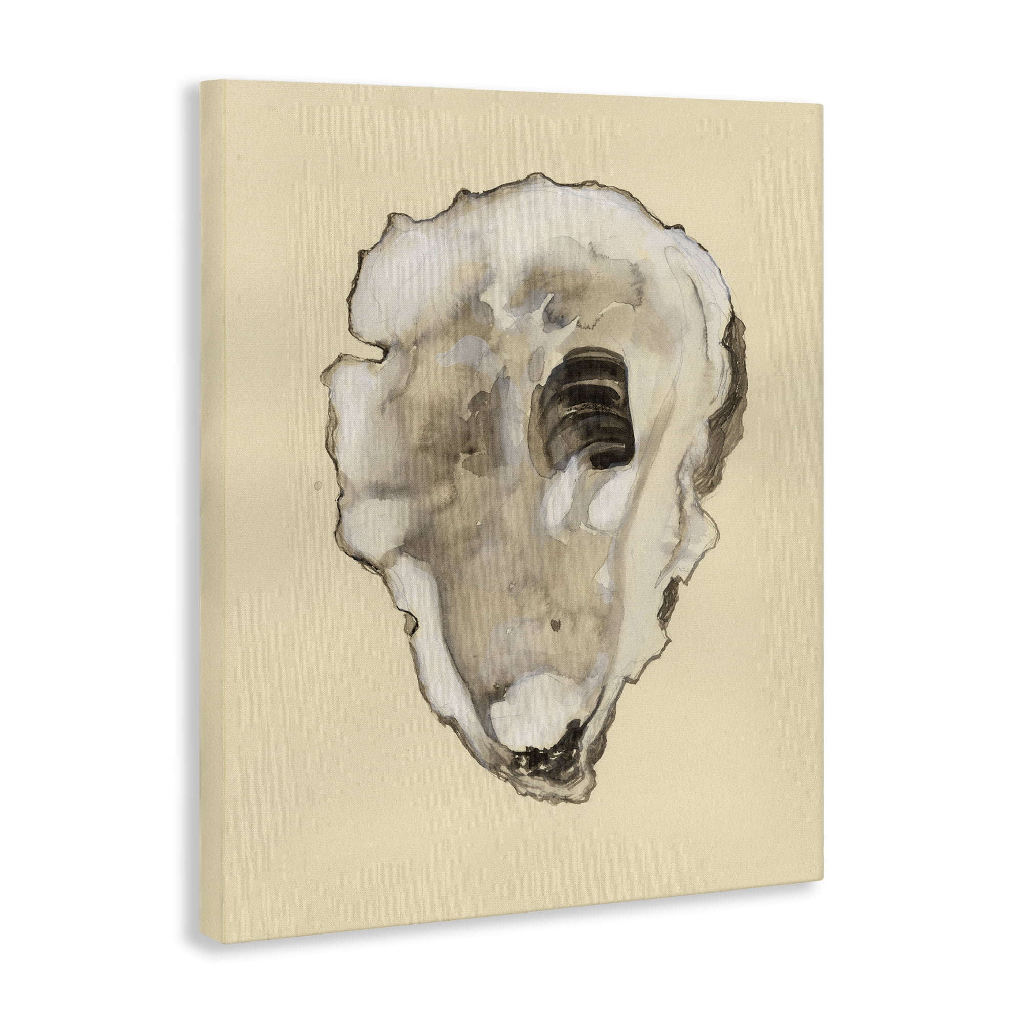Stupell Industries Beige Oyster Shape Nautical & Beach Painting Wrapped Canvas Art Print Wall Art, 24 x 30