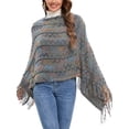 thumbnail image 2 of LELINTA Women Knitted Poncho Cape Tassel Oversized Cardigan Sweater Long Shawl Scarf Pullover Jumper, One Size, 2 of 7