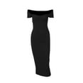 thumbnail image 6 of hirigin Women Bodycon Long Dress, Solid Color Ribbed Low Cut Short Sleeve Dress for Party, Beach, 6 of 9
