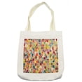 thumbnail image 1 of Colorful Tote Bag, Motley Geometrical Mosaic with Retro Effect Vivid Stained Glass Design Ornament, Cloth Linen Reusable Bag for Shopping Books Beach and More, 16.5" X 14", Cream, by Ambesonne, 1 of 2