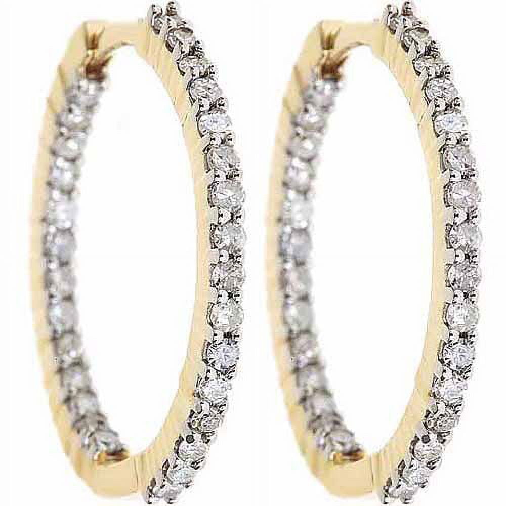 Arista 3/4 ct Round Cubic Zirconia Inside Out Hoop Earring in 10K Gold