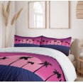 thumbnail image 6 of Ambesonne Synthwave Duvet Cover Set, Retro Grid Palms and Moon, Calking, Dark Magenta and Indigo, 6 of 6