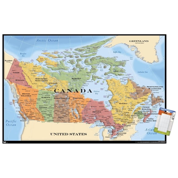 Map - Canada Wall Poster, 22.375" x 34" Framed