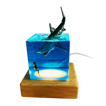 

LED Night Light Shark Diver Decoration Novelty Gift for Children Bedroom Baby Room Decor USB Bedside Night Lamp New