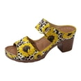 thumbnail image 5 of Rokment Womens Ethnic Retro Platform Slip on Dress Sandals Bohemian Beach Vintage Casual Leather Arch Support Chunky Block High Heels Slides Slippers for Vacation Yellow Size 9, 5 of 6