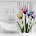 thumbnail image 2 of Tulip Flower Shower Curtain, 60" x 72", Color Floral Transparent Vintage Waterproof Bathroom Curtain Washable Shower Curtain Set with 12 Hooks, 2 of 6