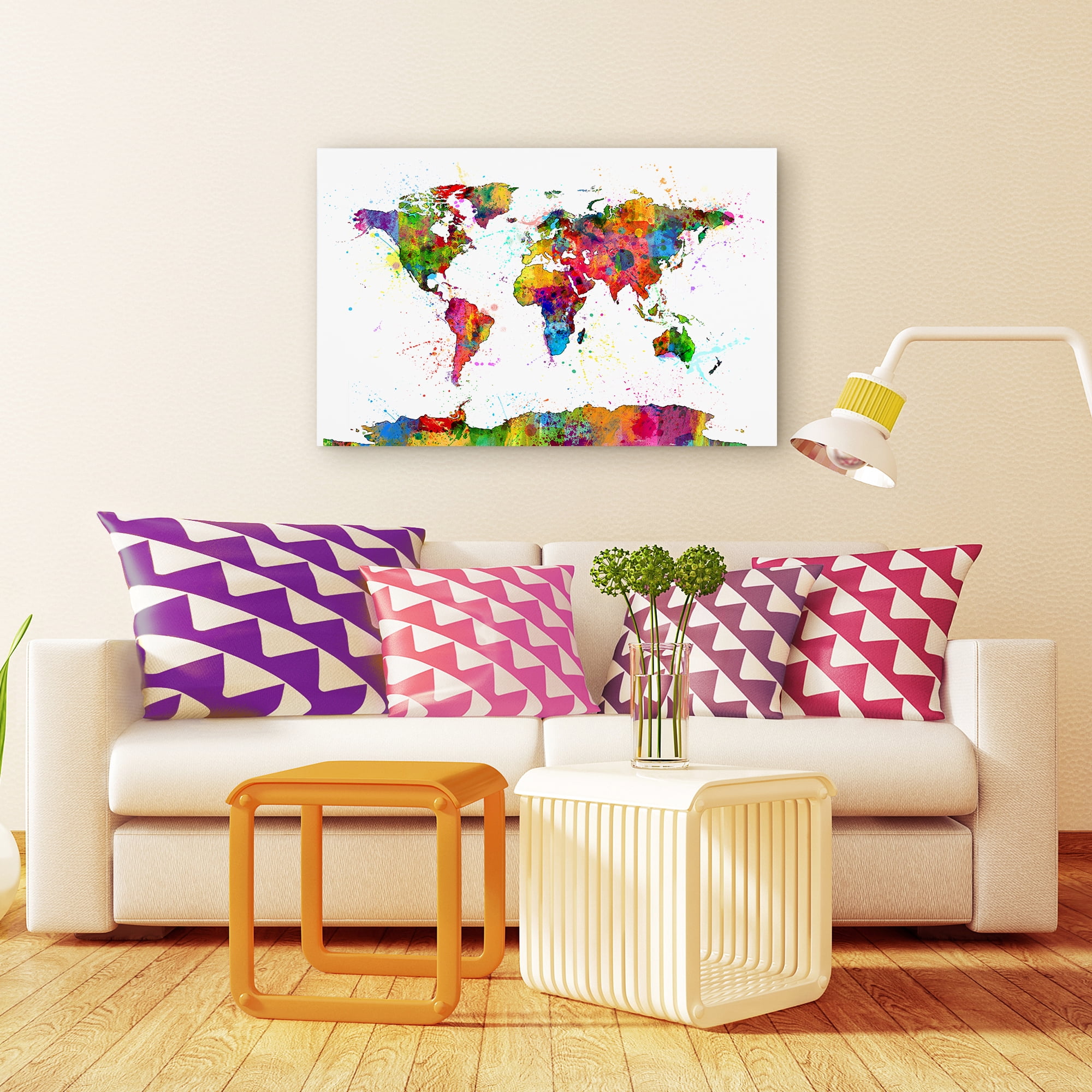 Michael Tompsett 'Map of the World Watercolor' Canvas Art