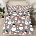 thumbnail image 2 of Manfei Cute Xmas Snowmen Bed Sheets,Merry Christmas Tree King Sheets,White Gray Red Sheet Set For Children,Luxury Bedroom Decor,4pcs, 2 of 7