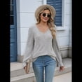 thumbnail image 4 of Blusas de Larga para Mujer, Holgadas, Elegantes, con Encaje y Cuello en V, Informales y Modernas para Usar con Leggings, Moda de Otoño Gris M, 4 of 10