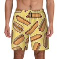 thumbnail image 2 of Picia Hot Dogs pattern Mens Swim Trunks with Compression Liner Stretch Beach Shorts Quick Dry with Zipper Pockets No-Chafing Board Shorts-Large, 2 of 9