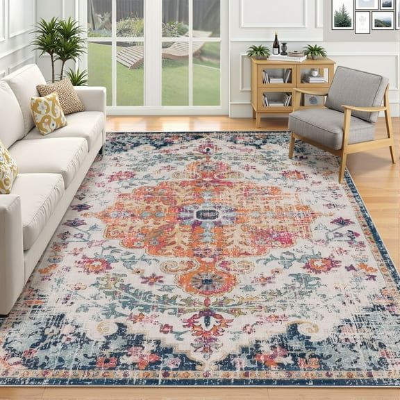 Sanmadrola 9x12 Area Rugs for Living Room Carpet Washable Rug Non Slip for Kitchen Entryway Bathroom Bedroom Office