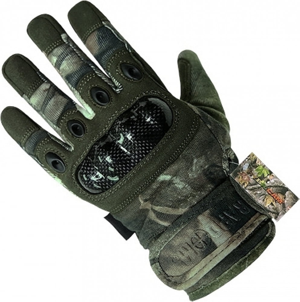 RapDom HYBRiCAM Carbon Fiber Knuckle Tactical Gloves [Grey Bark Camo