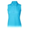 thumbnail image 1 of Monterey Club Women's Solid Rhinestones Embedded Sleeveless Golf Polo Shirt #2440, 1 of 2