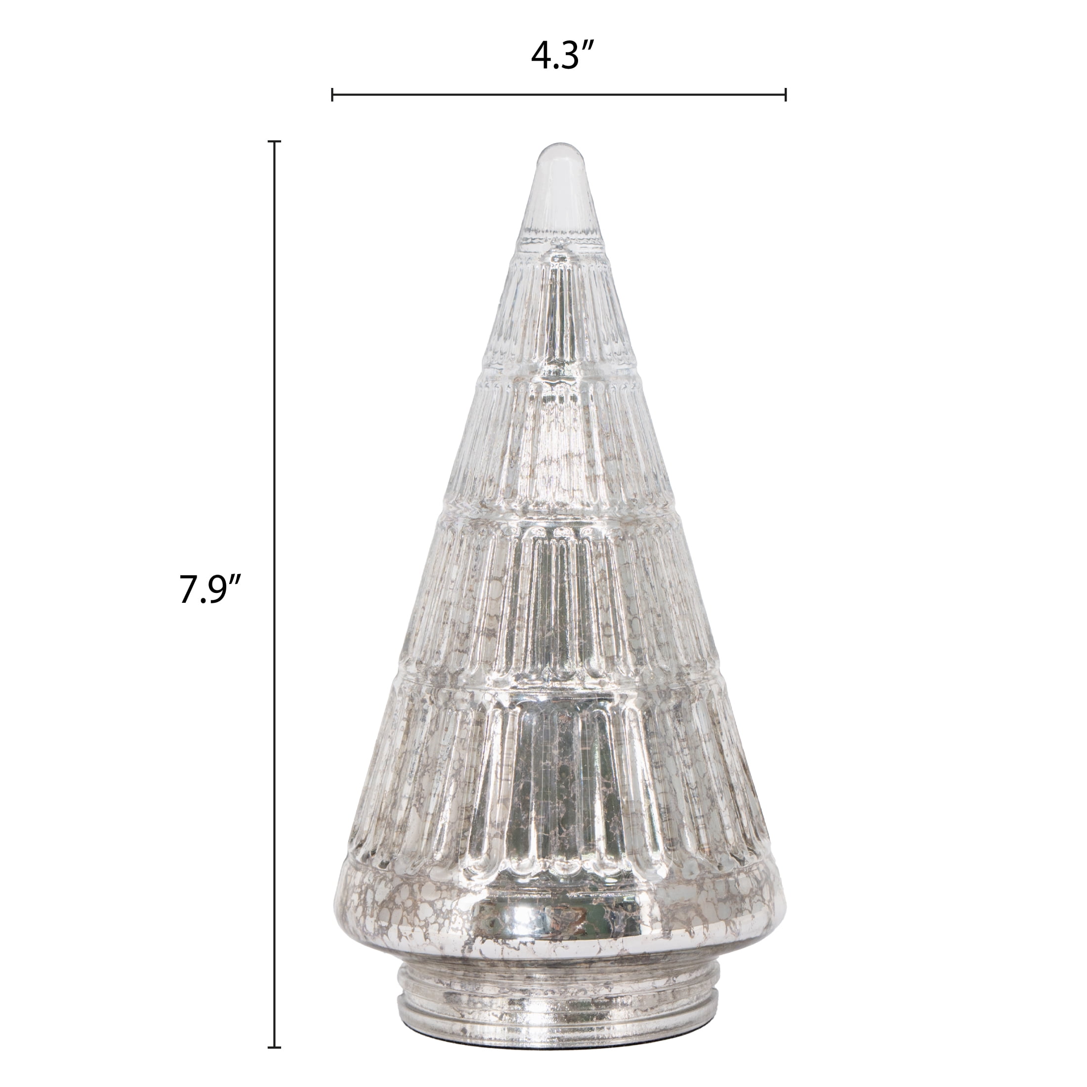 My Texas House Glass Tree Christmas Decoration, Silver, 8.5"