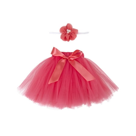 

PBaeM Baby Girls Free Size Cute Pleated Mini Mesh Skirt Headband 2Pcs Set