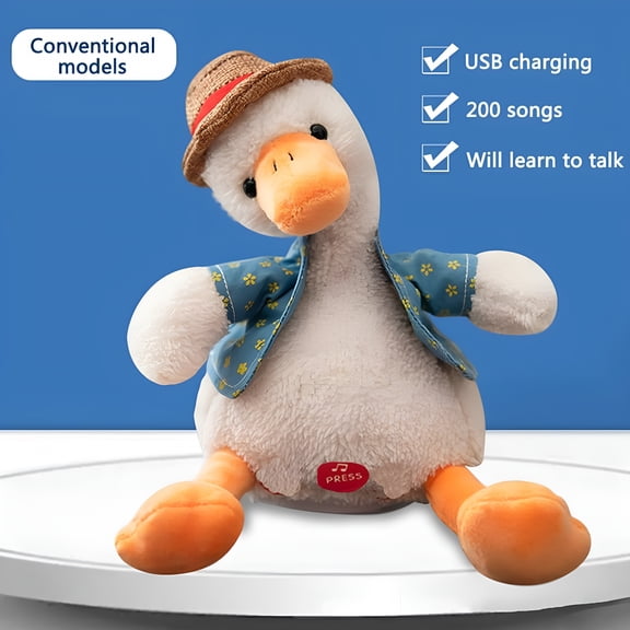 ACDANC Talking Plush Duck Toy,Kids Talking Toy,Talking Stuffed Ducky Repeat What You Say Electronic Speaking Pet,Lovely Music-Duck Plush Toys Cartoon-Duck Kids Gift