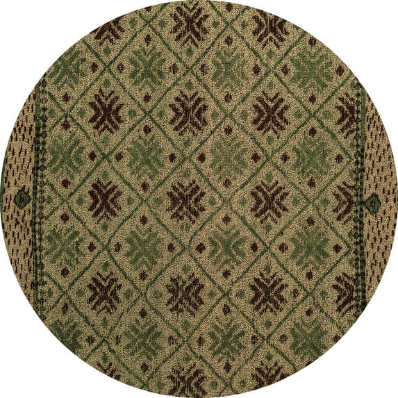 Ahgly Company Indoor Round Abstract Brown Modern Area Rugs, 4' Round