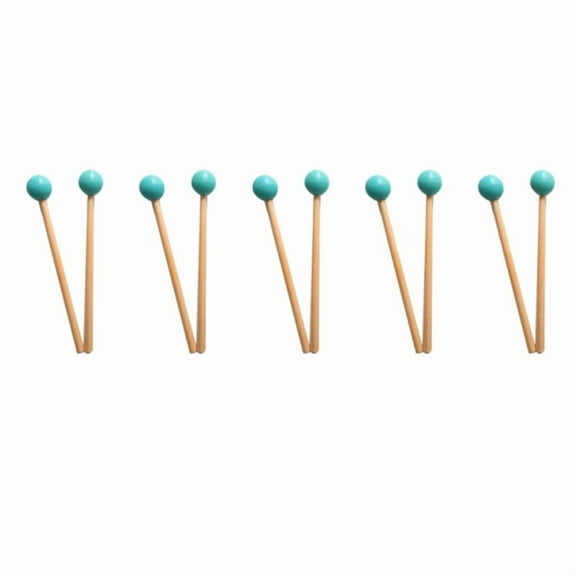 10Pcs Soft Rubber Sticks Wood Handle Bell Mallets for Glockenspiel Xylophone Bell Music Instruments Parts Green
