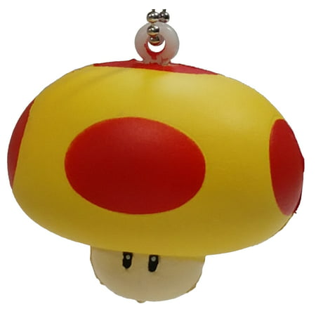 Super Mario Soft-Squeeze Keychain Series 2 Mega Mushroom [No (Best Half Helmet No Mushroom)