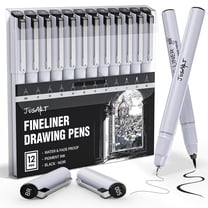 JusArt Fineliner Pens, Ultra Fine, Fine, Brush & Chisel, 12 Size ...