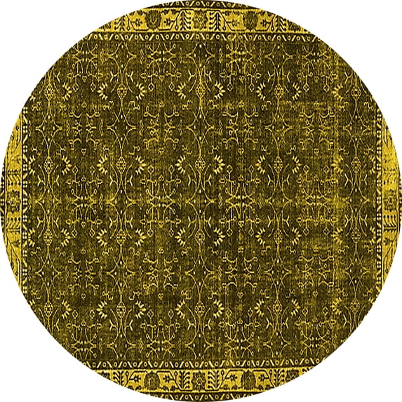 Ahgly Company Indoor Round Persian Yellow Bohemian Area Rugs, 3' Round