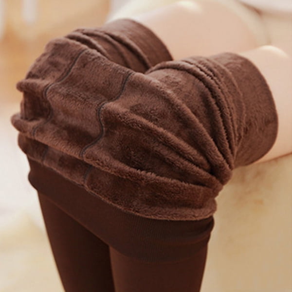 Fleece Lined Warm Leggings Women Girls Warm Winter High Waist Thick Legging  Super Elastic Pants Skin Color 