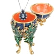 thumbnail image 3 of Huevo Fabergé, Caja de Baratijas de Metal de 2,6 x 5,7 Pulgadas, Huevos decorativos con Diseño de Vid de Coral para decoración de escritorio del Hogar, 3 of 7