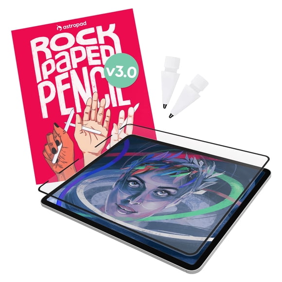 Astropad Rock Paper Pencil v3.0 (2025) – Paper Screen Protector for iPad Pro 13″ (M4, M5) & iPad Air 13″ (M2/M3) + 2 Apple Pencil T