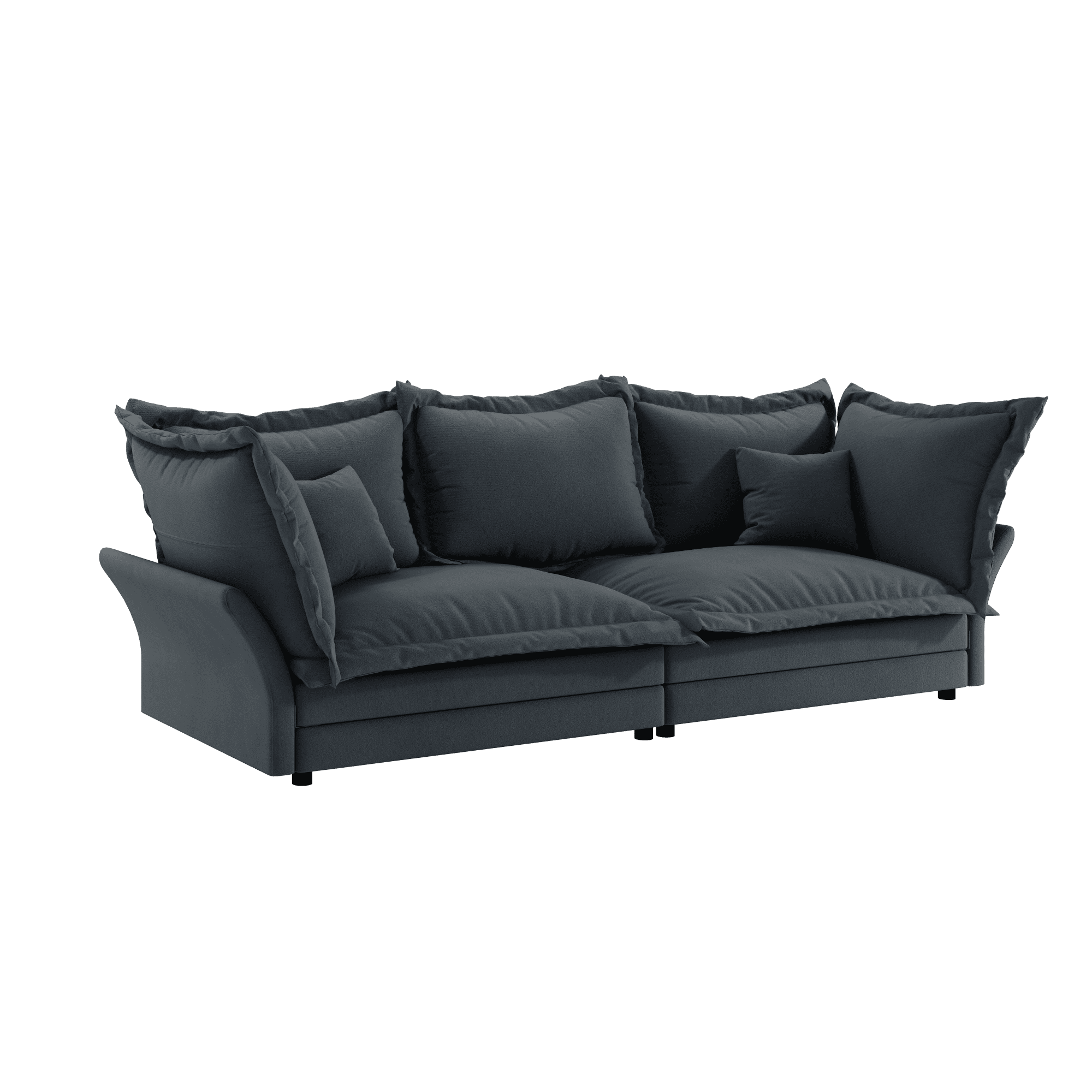Aukfa 90.55" Overstuffed Sofa Cloud Couch, Convertible Deep Seat Chaise Longue with Large Pillows for Living Room, Gray