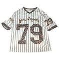 thumbnail image 4 of OSOLU Women Solid Color Ladies Casual Loose Fit Street Style Graphic V-Neck T-Shirt Short Sleeve Tshirts Tee With Sporty Stripes Cute Dailywear, 4 of 4