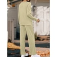 thumbnail image 5 of Women'S 2 Piece Lounge Sets Side Slit Outfits Wide Leg Tracksuit Comfy Loungewear Fashion Sweatsuit Khaki XXXL, 5 of 9