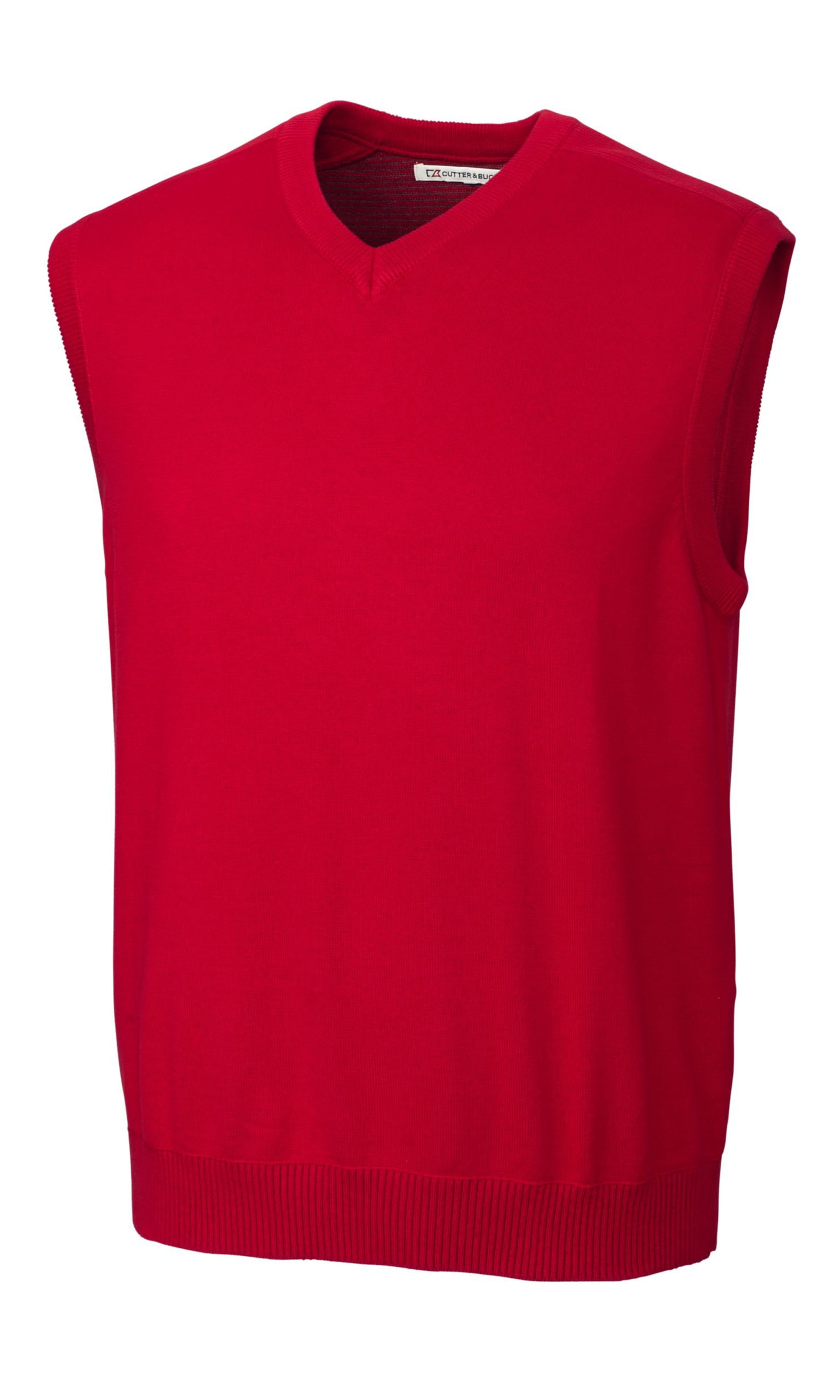 Cutter & Buck - Cutter & Buck Men's Big and Tall Broadview V-neck Sweater Vest, Cardinal Red 