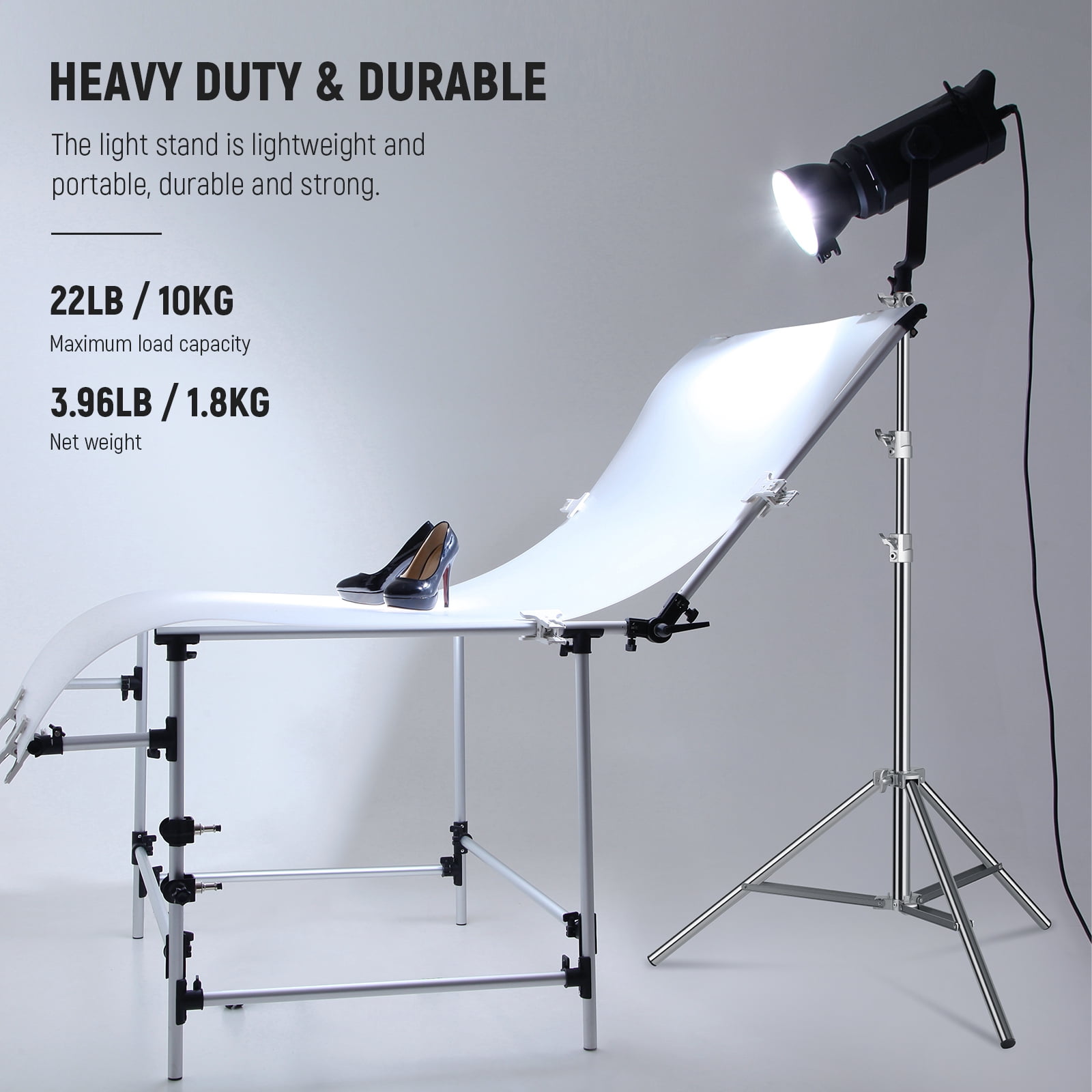 Neewer 7.2ft Stainless Steel Light Stand - With Spring Cushion & Screw Adapter for Strobe/LED Lights