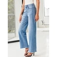 thumbnail image 3 of DOKOTOO Women's Wide Leg Jeans High Waisted Strechy Raw Hem Frayed Hem Denim Pants, 3 of 9