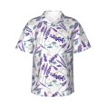 thumbnail image 1 of Fotbe Lavender Flowers Camisa Hawaiana para Hombre Unisex – Camisa Casual de Verano con Botones de Manga Corta de Algodón y Lino,Medium, 1 of 7