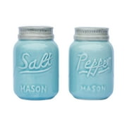 Vintage Mason Jar Salt & Pepper Shakers by Comfify - Adorable Decorative Mason Jar Decor for Vintage, Rustic, Shabby Chic - Sturdy Ceramic in Green - 3.5 oz. Cap